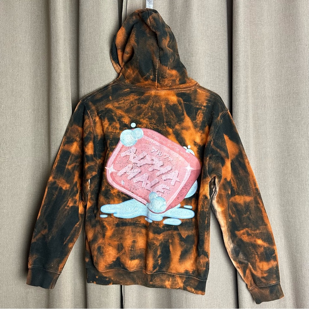 Team Alpha Male Embroidered Fightclub Sweater Mens Size Small Bleached Hoodie